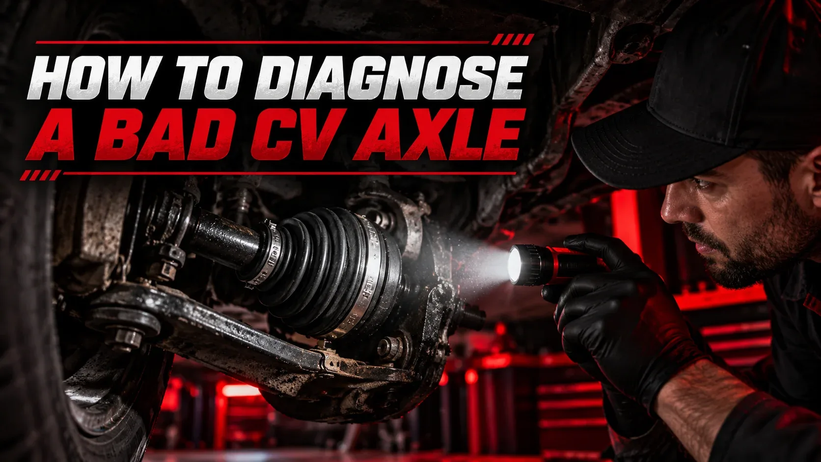 Mechanic inspecting a CV axle for defects