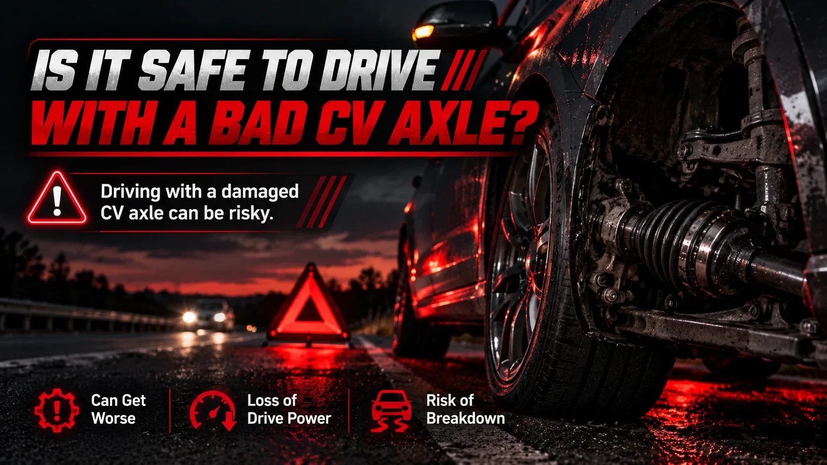 Driving safety warning for a damaged CV axle