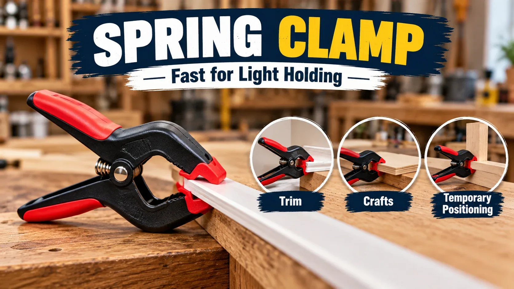 Spring clamp used for trim crafts and quick temporary positioning
