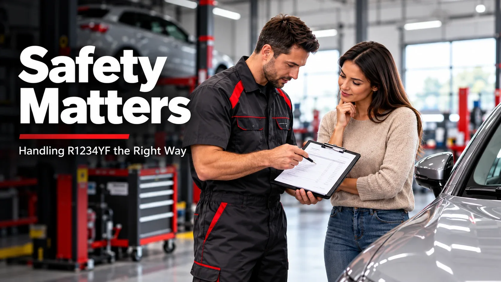 R1234yf refrigerant safety precautions and proper handling of mildly flammable automotive AC refrigerant