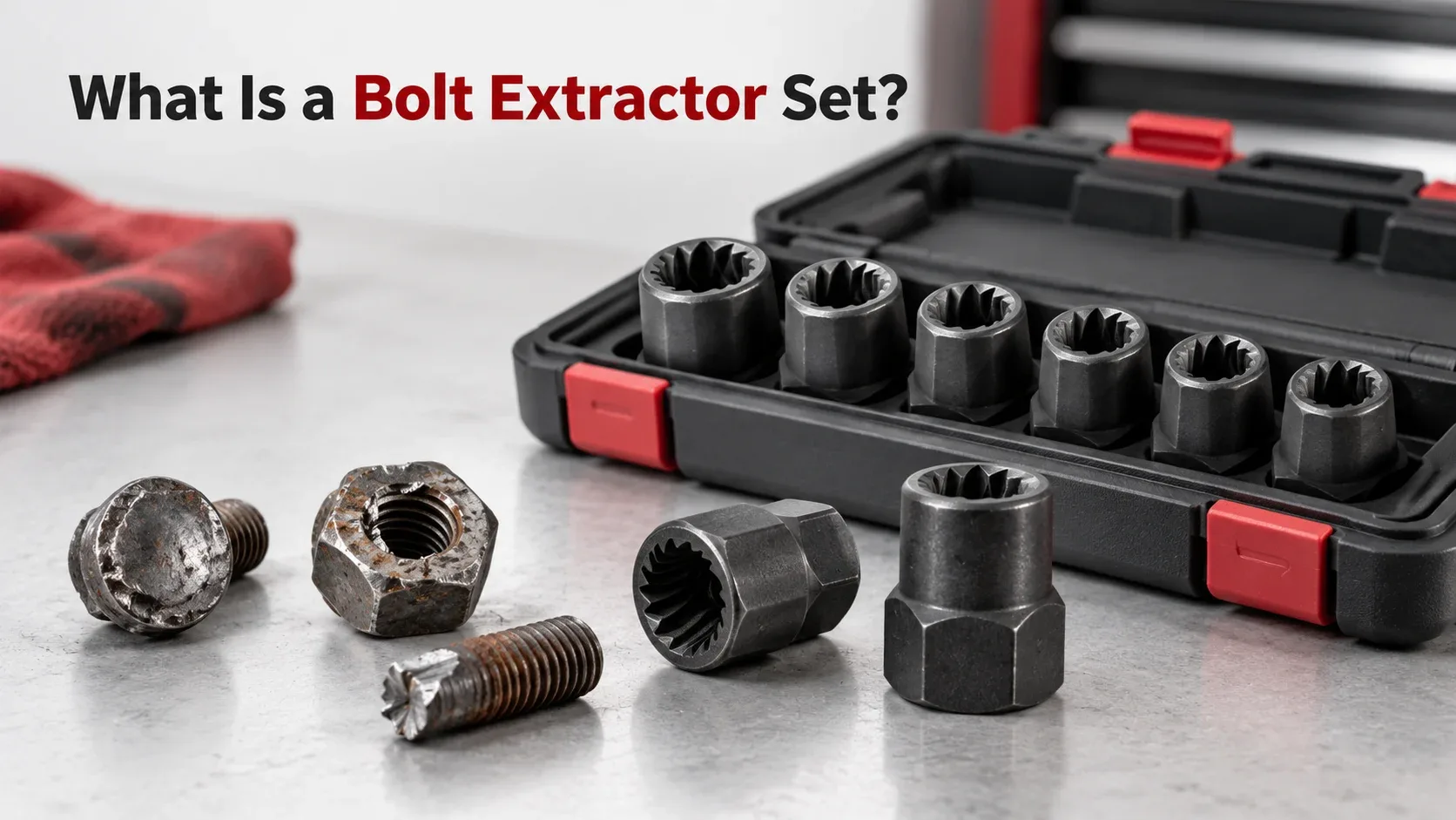 Bolt extractor set with damaged bolts