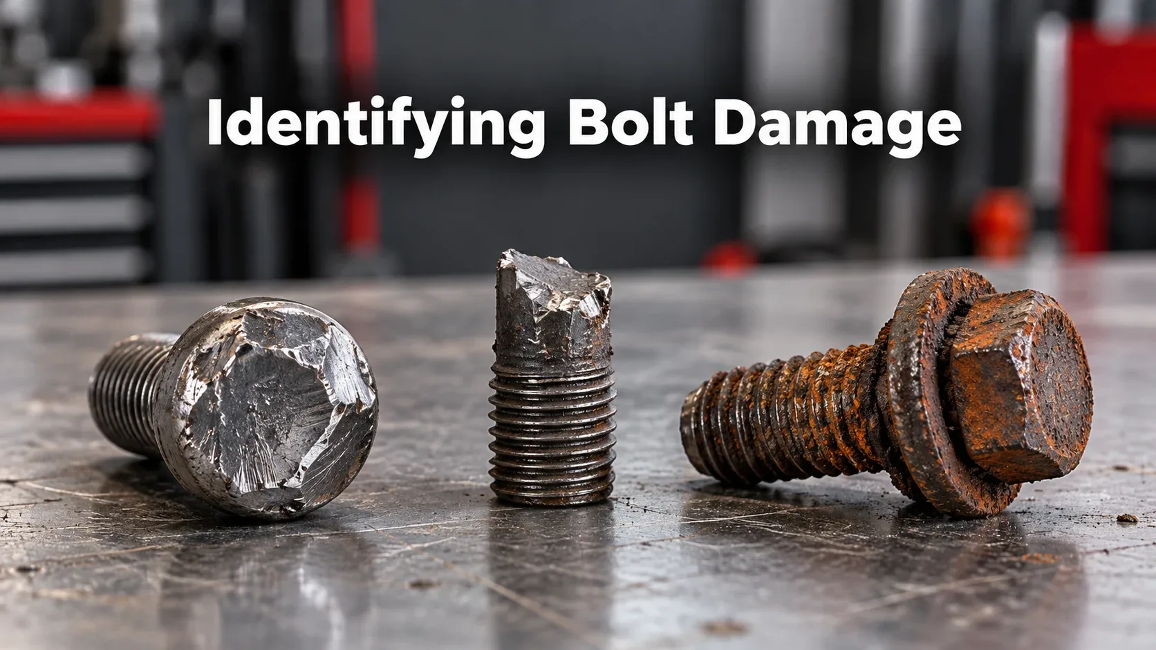 Rounded broken and rusted damaged bolts