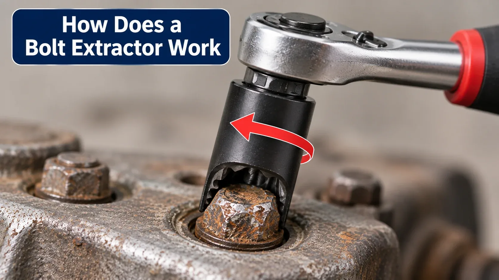 Bolt extractor socket gripping and turning a damaged bolt