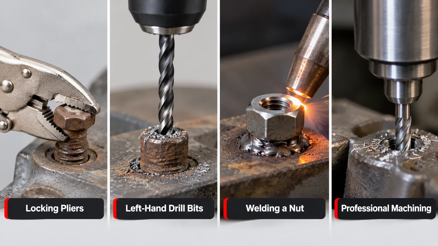 Alternative methods for removing damaged and broken bolts