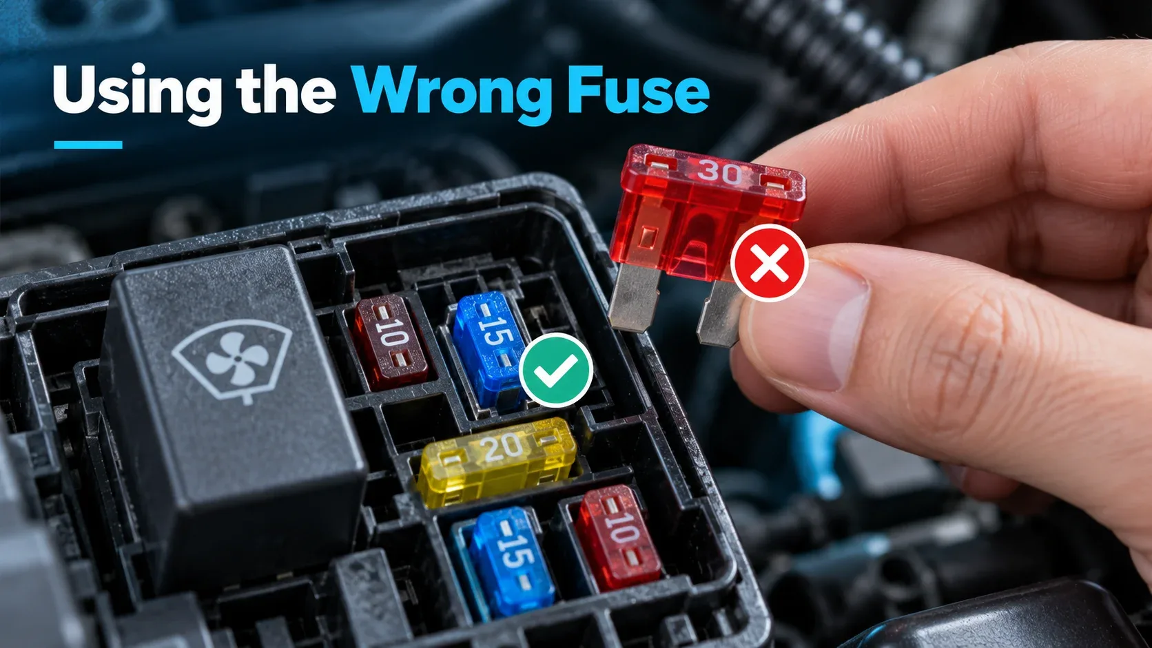 Comparison of correct and incorrect automotive fuse ratings
