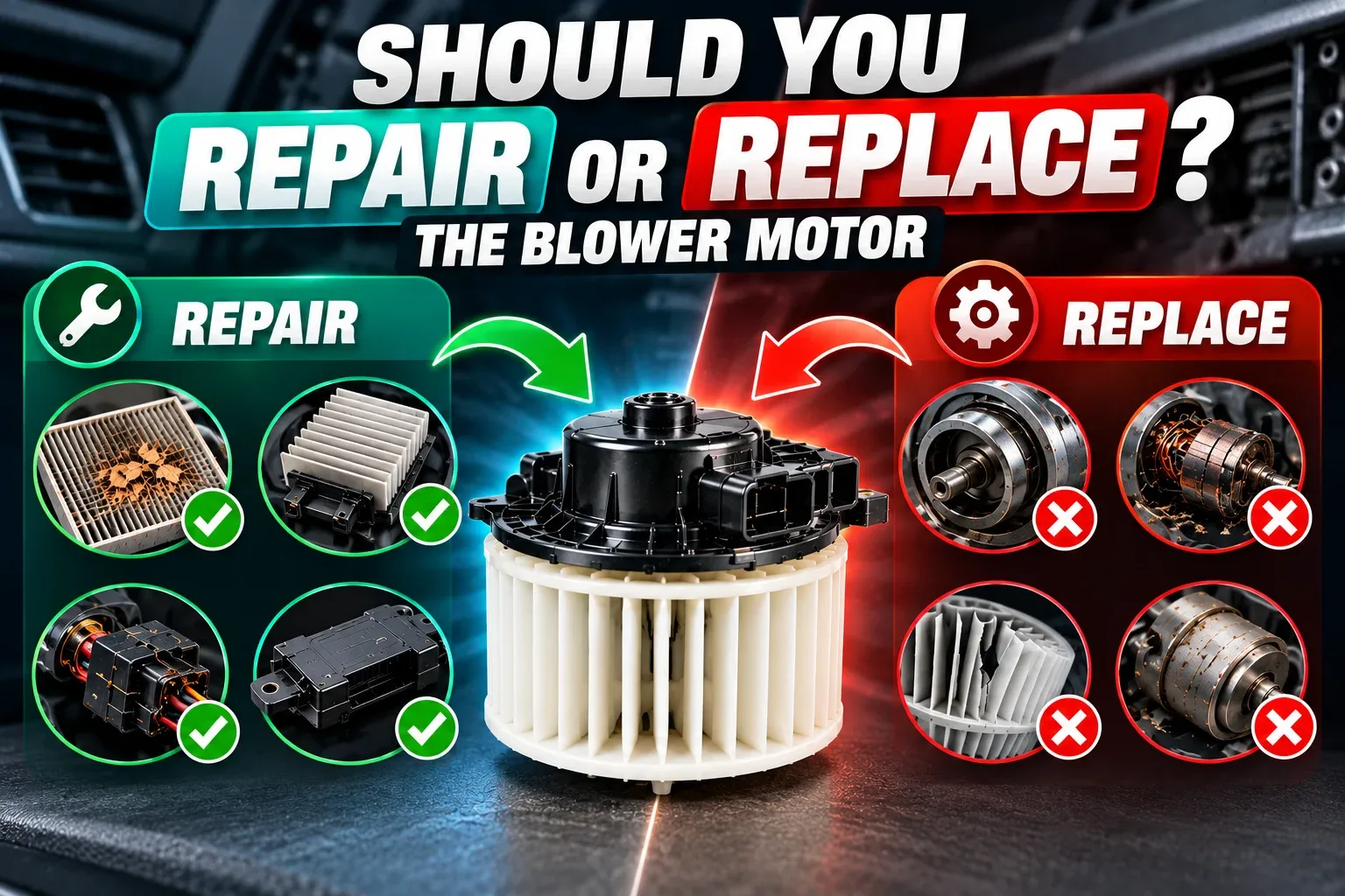 Should you repair or replace a car blower motor based on the actual diagnosed problem