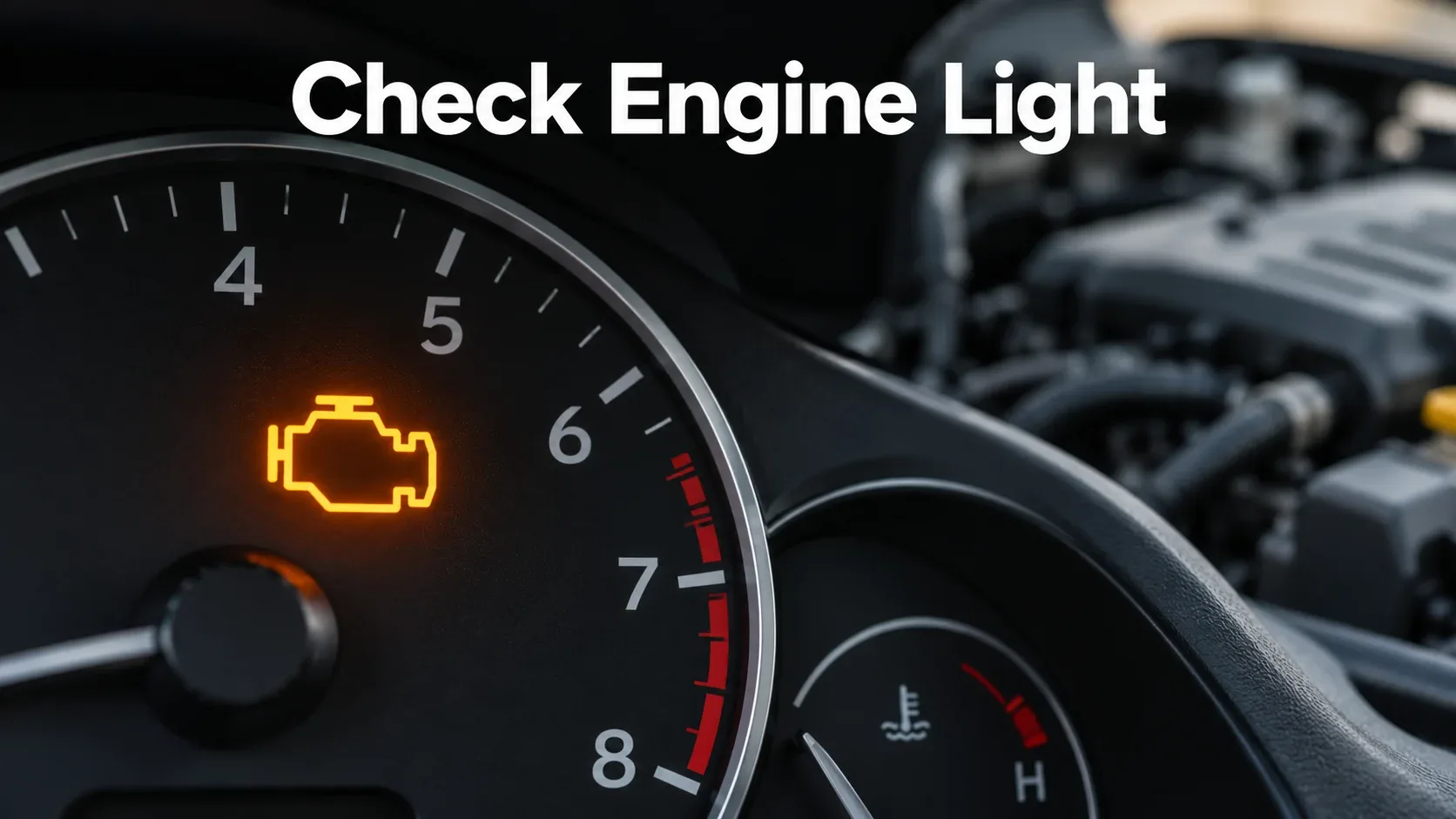 Check engine light illuminated on a car dashboard
