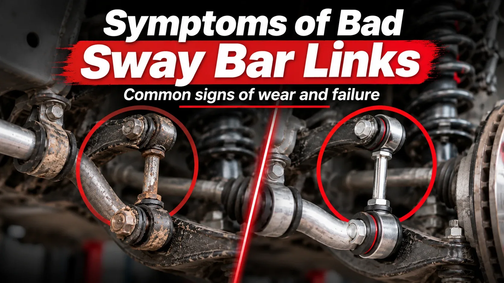 Symptoms of worn sway bar links compared with a new link