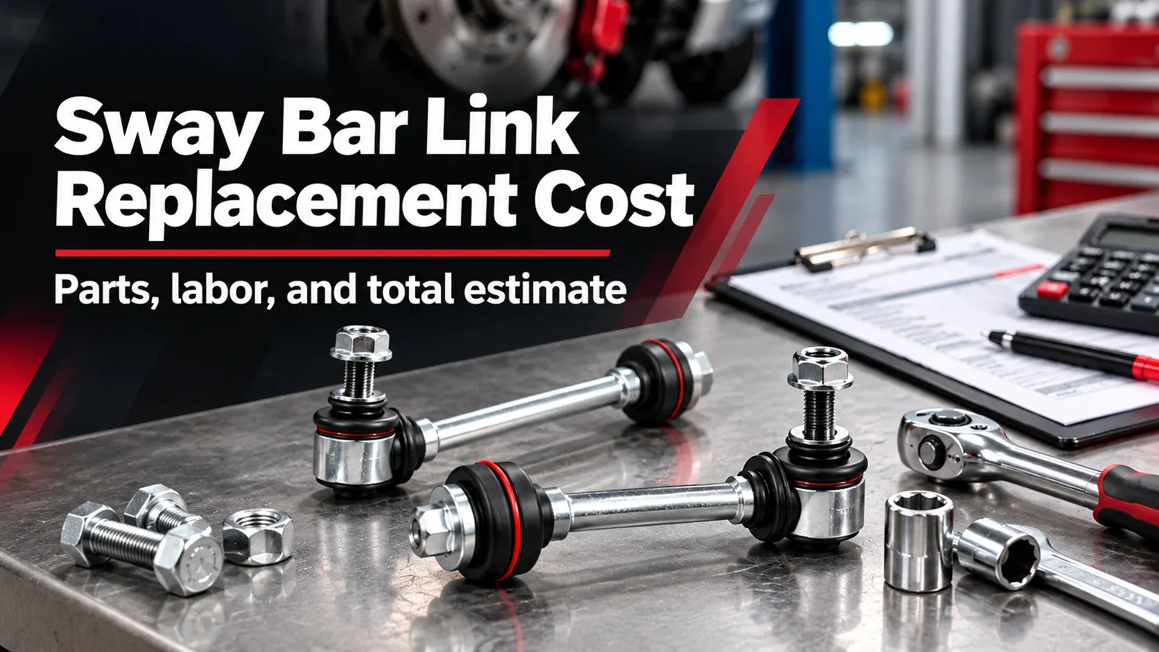 Replacement sway bar links and tools with repair cost estimate