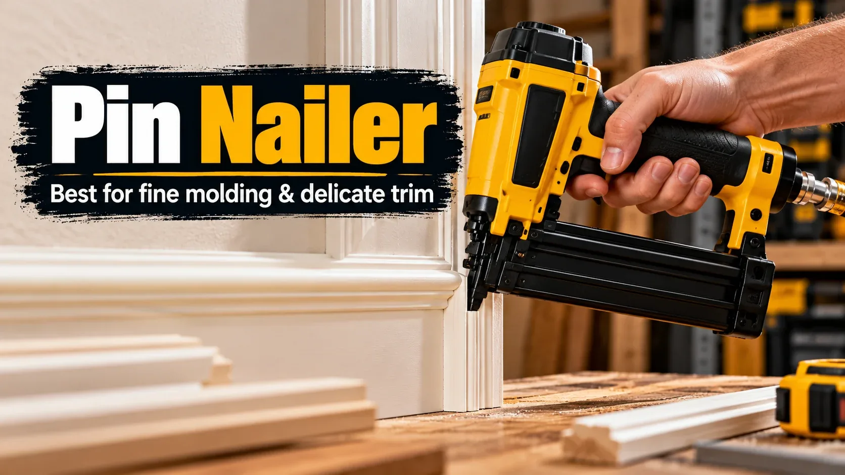 Pin nailer used for fine molding and delicate trim