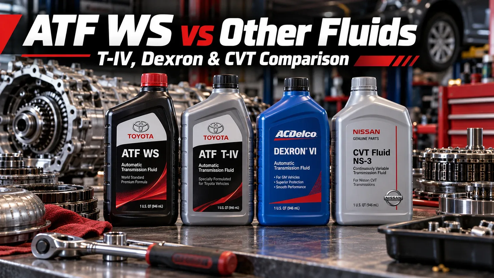 Toyota ATF WS compared with T-IV Dexron and CVT fluids