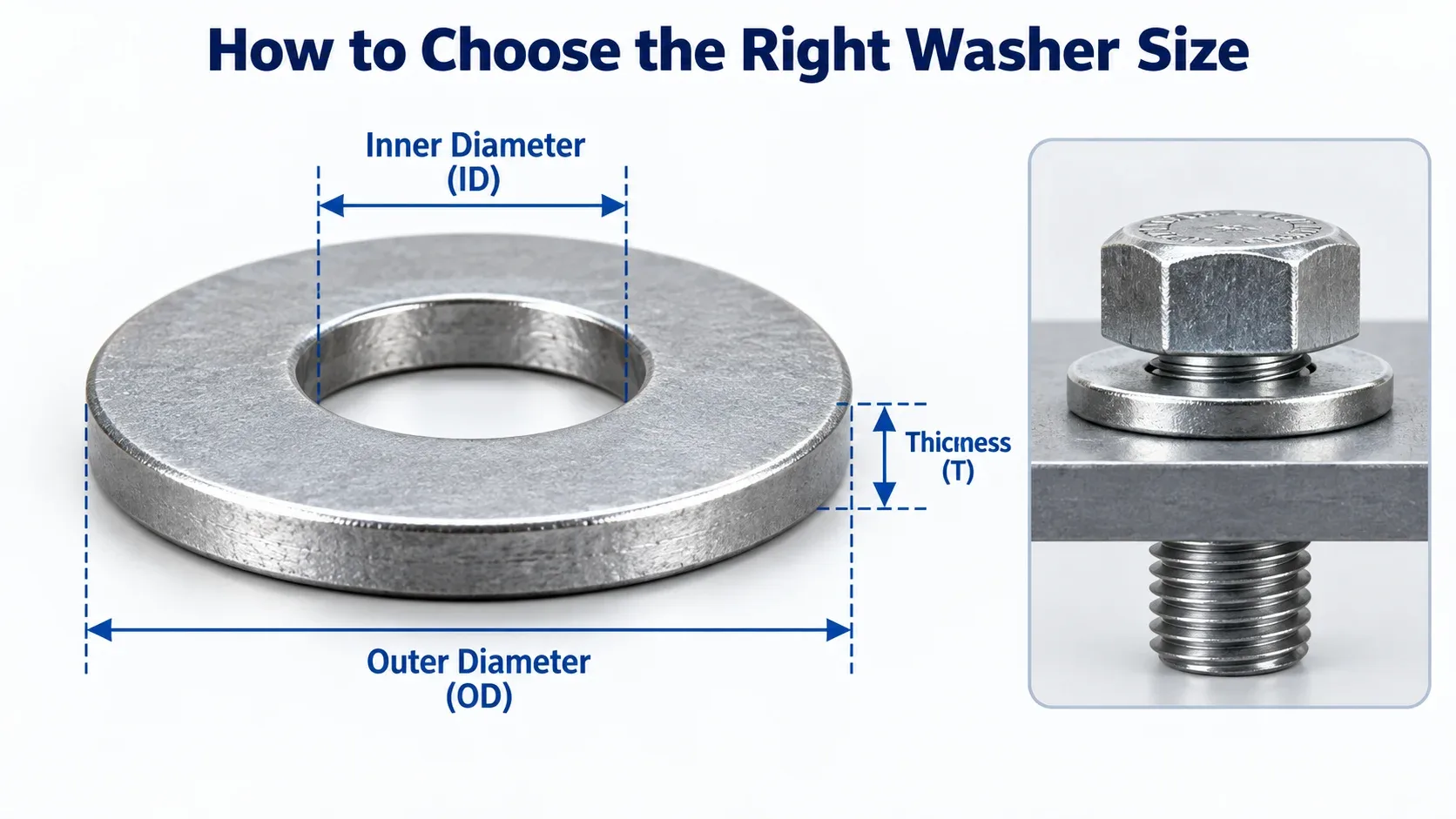 How to choose the right washer size using inner diameter outer diameter and thickness
