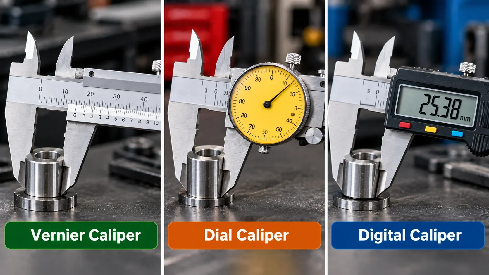 Comparison of vernier caliper, dial caliper and digital caliper