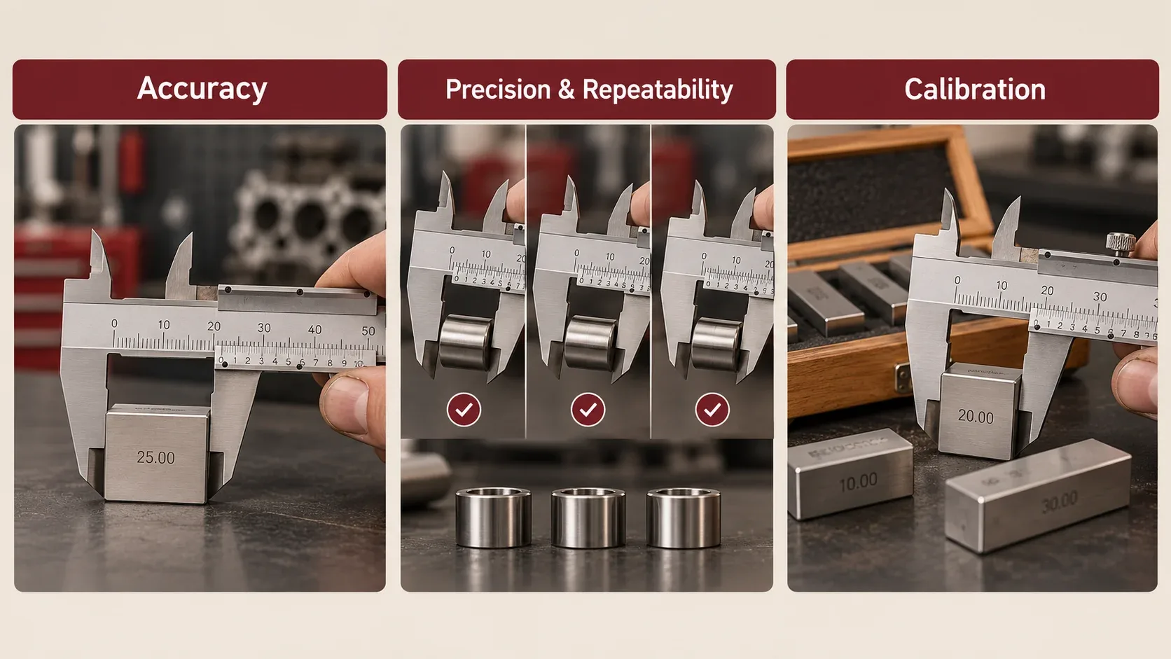 Understanding measurement accuracy, precision, repeatability and calibration using vernier calipers