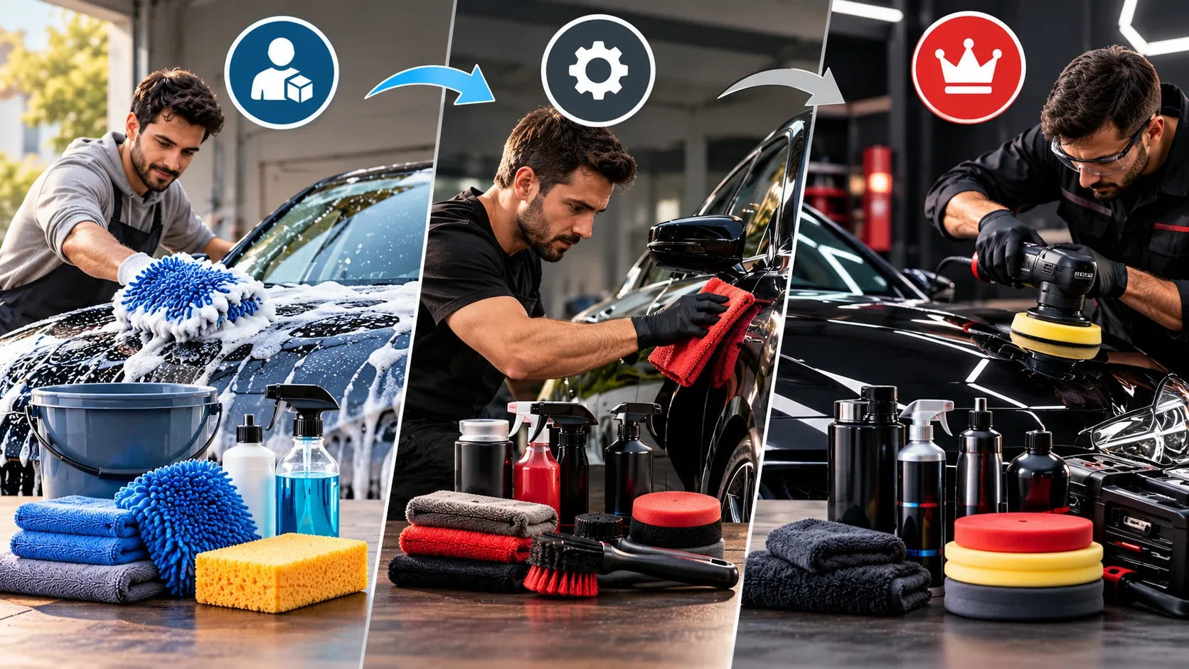 Beginner intermediate and advanced car detailing skill levels and equipment