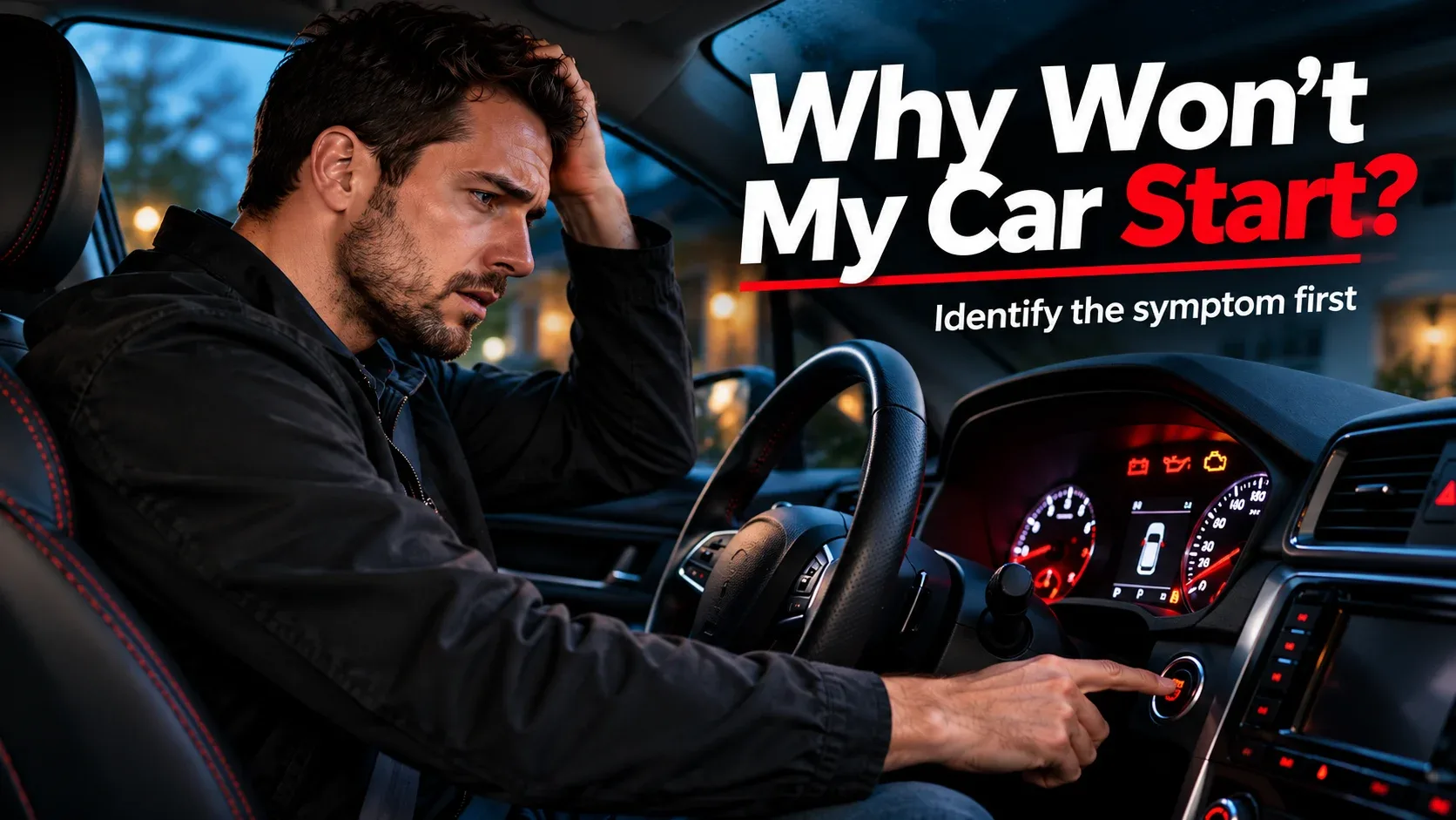 Driver experiencing a no-start problem and dashboard warning lights