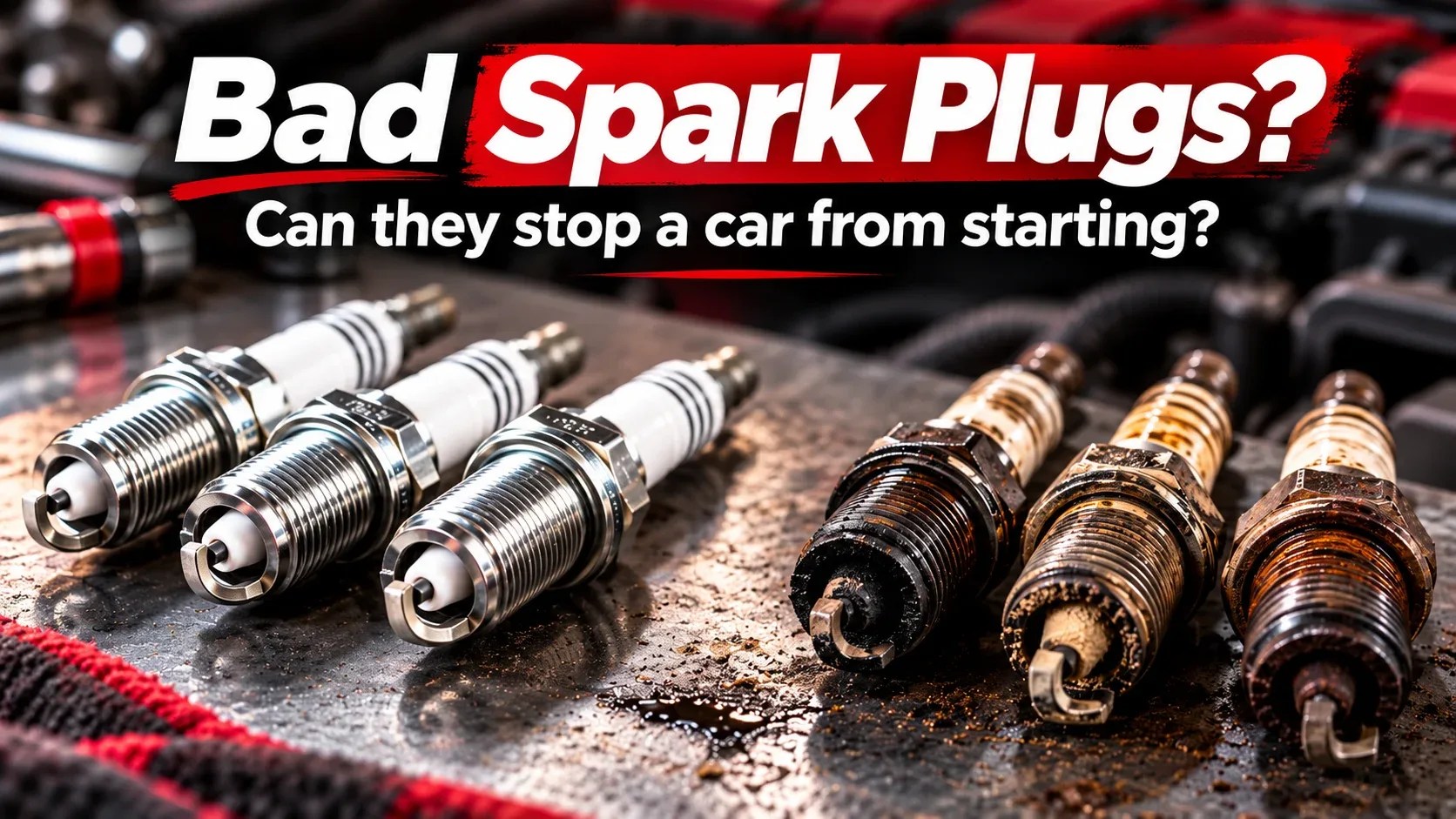 New and worn spark plugs compared