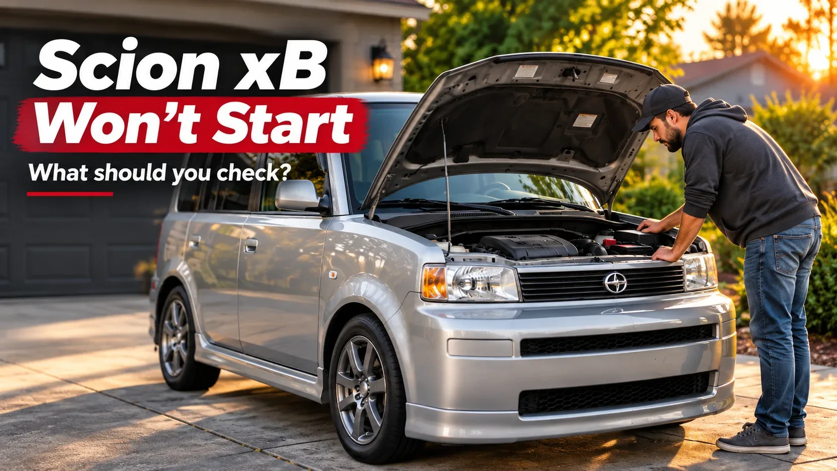 Scion xB owner inspecting an engine that will not start