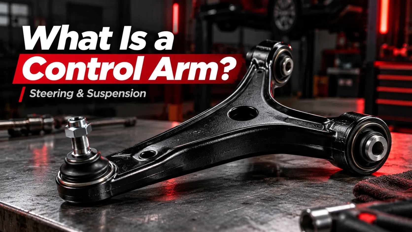 What is a car control arm - suspension component with bushings and ball joint