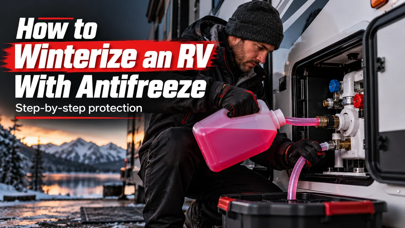 Winterizing an RV plumbing system with antifreeze