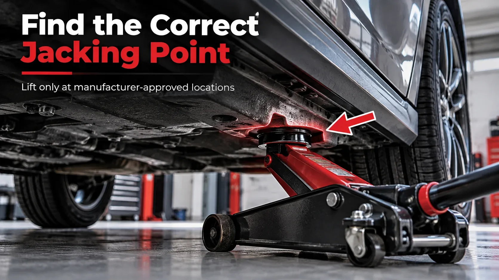 How to identify manufacturer-approved car jacking points beneath a vehicle