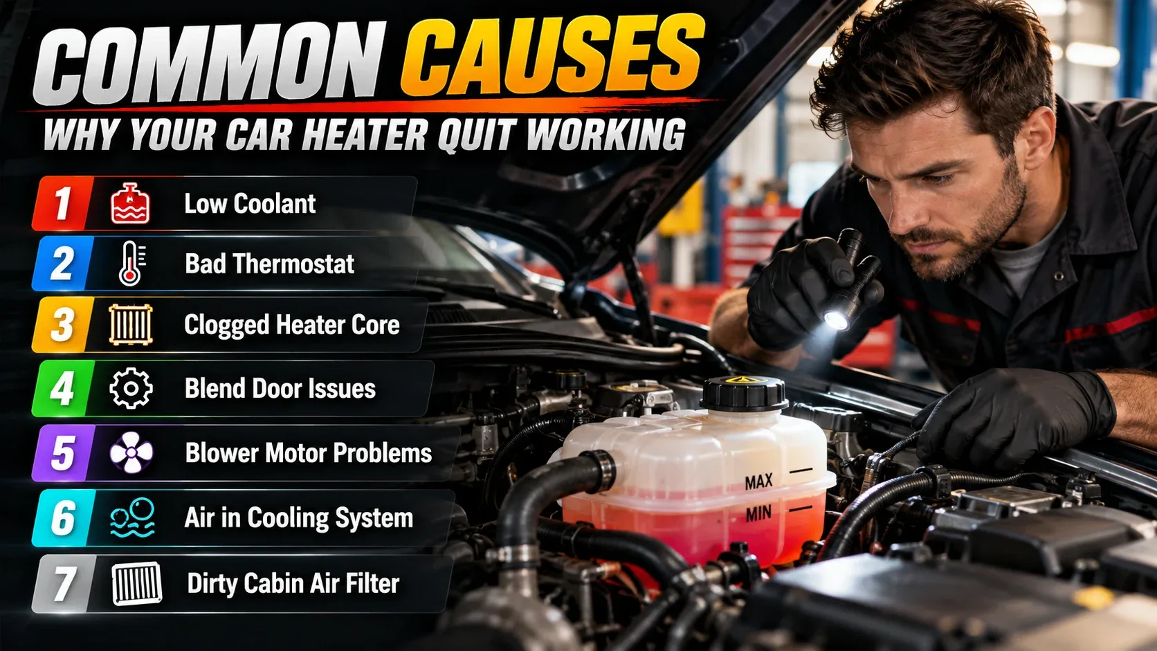 Seven potential reasons a car heater stops working