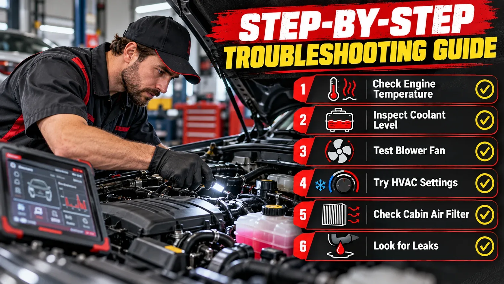 Step-by-step checks to diagnose a faulty car heater