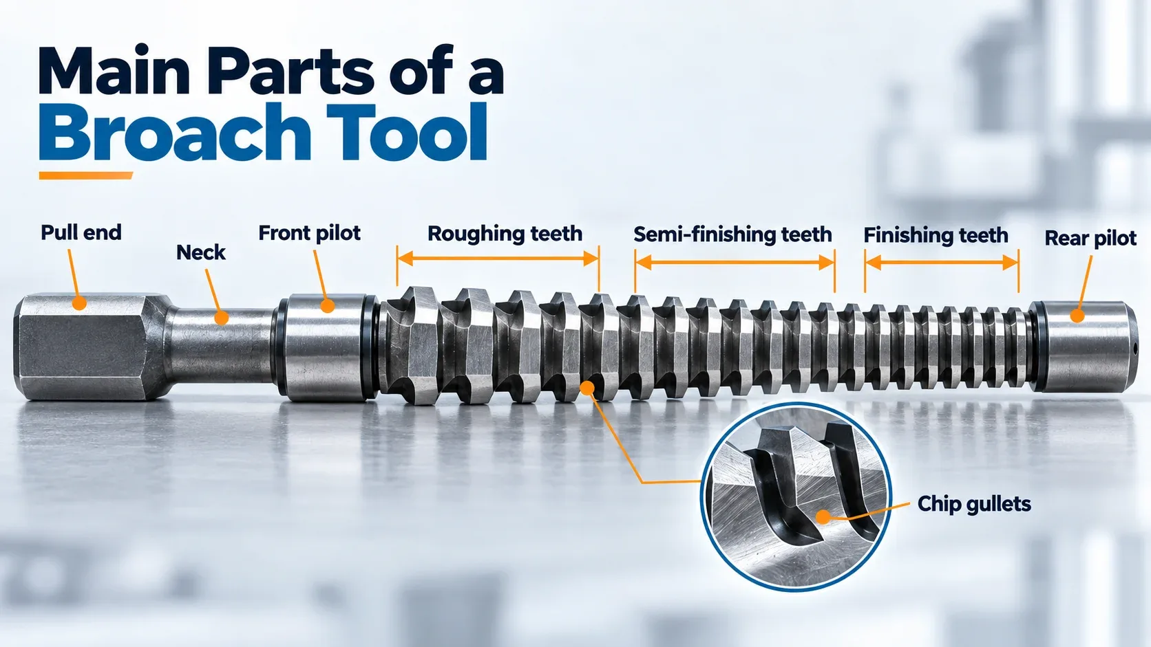 Main parts of a broach tool