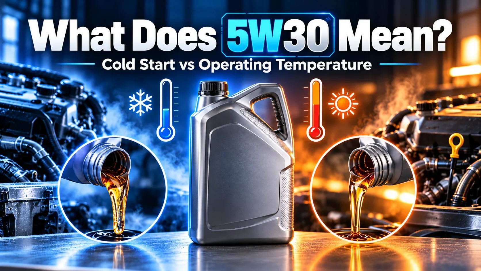 What 5W30 means: cold-start and operating-temperature viscosity