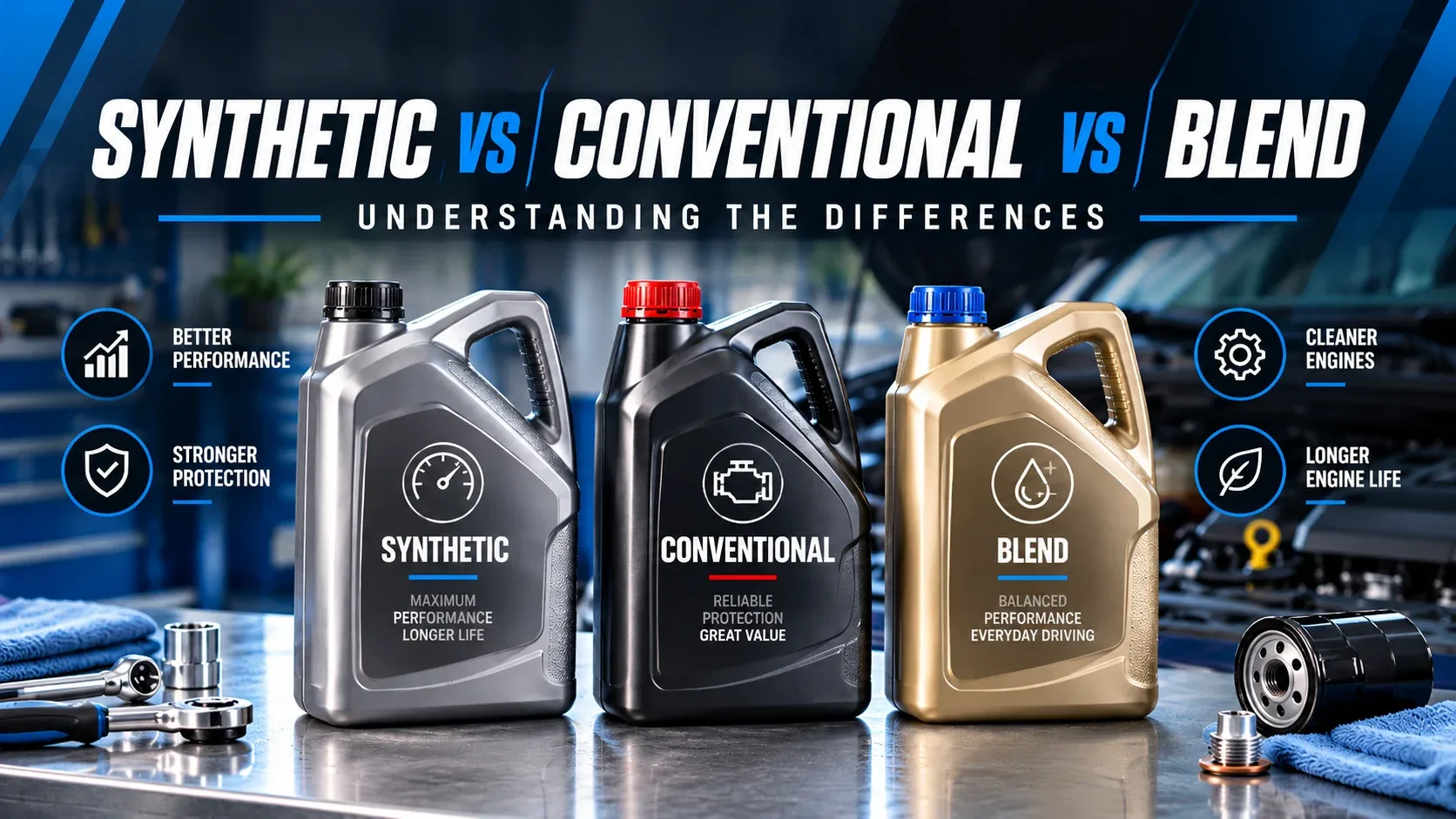 Full synthetic versus conventional versus synthetic blend motor oil