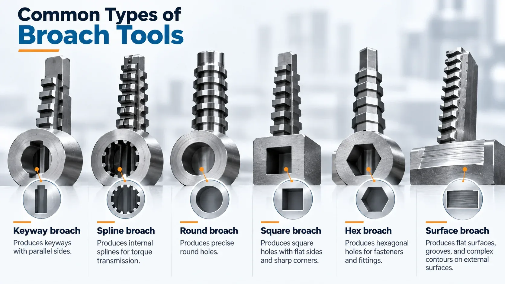 Common types of broach tools