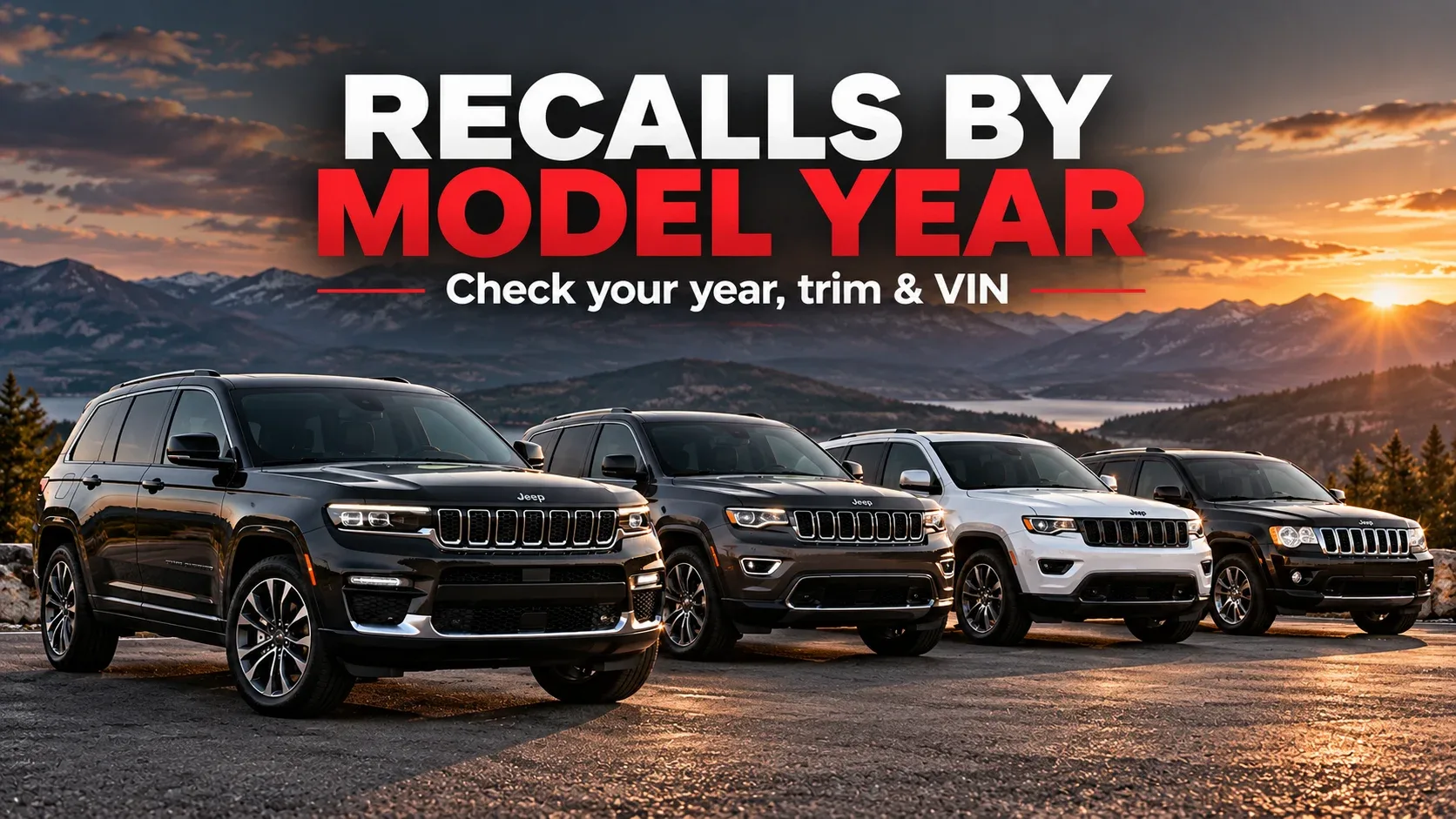 Jeep Grand Cherokee recall information by model year showing several SUV generations