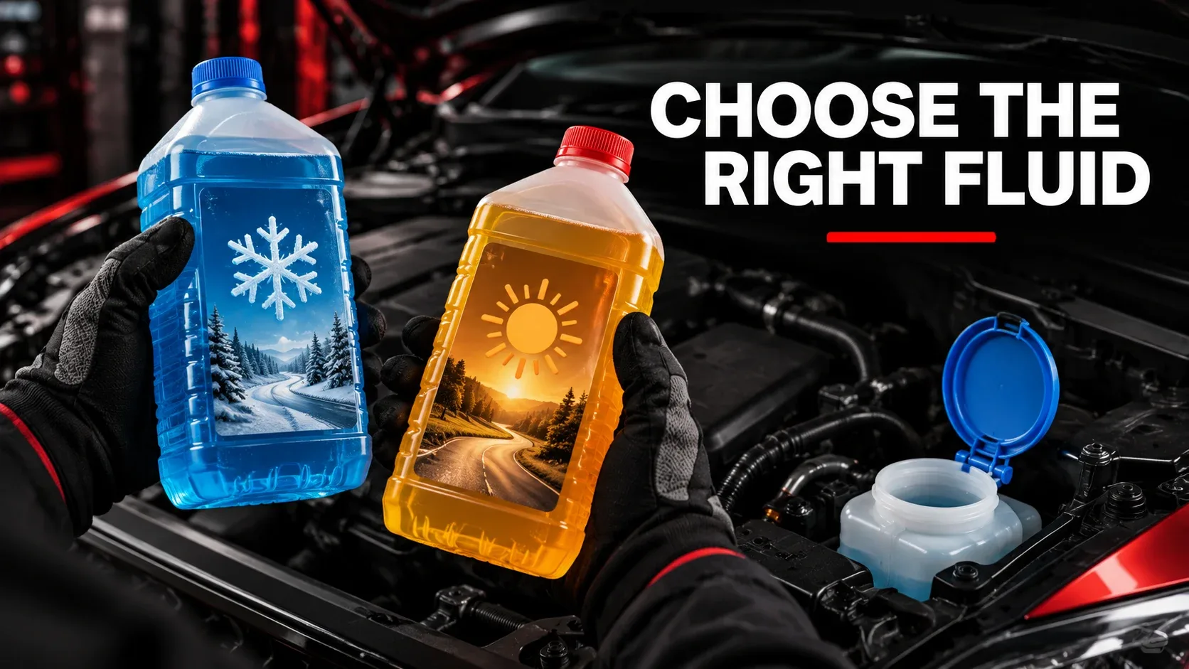 Choosing the right windshield washer liquid by comparing winter and warm-weather fluids