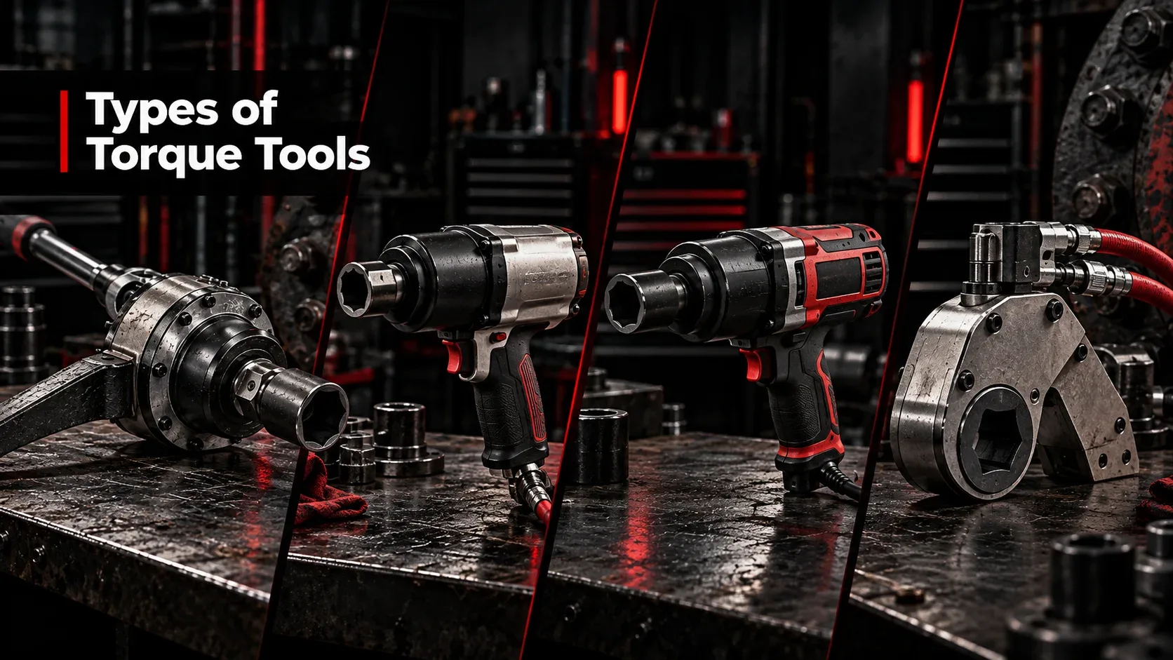 Manual pneumatic electric and hydraulic high torque tools compared