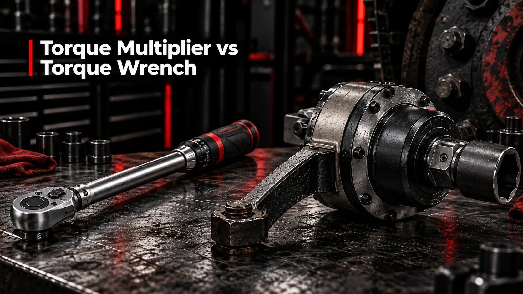 Torque multiplier versus torque wrench side by side