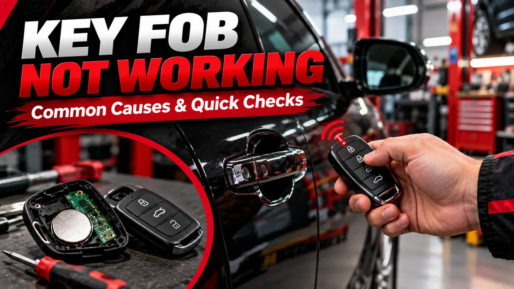 Key fob not working infographic with car remote and quick checks