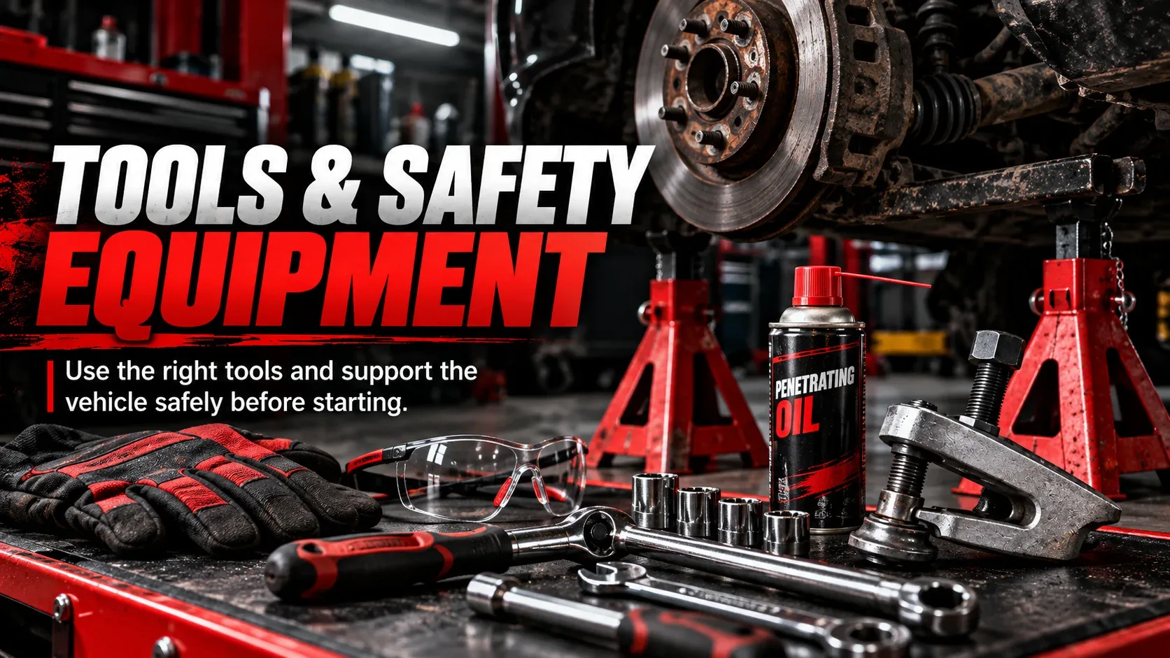 Ball joint separator tools and workshop safety equipment