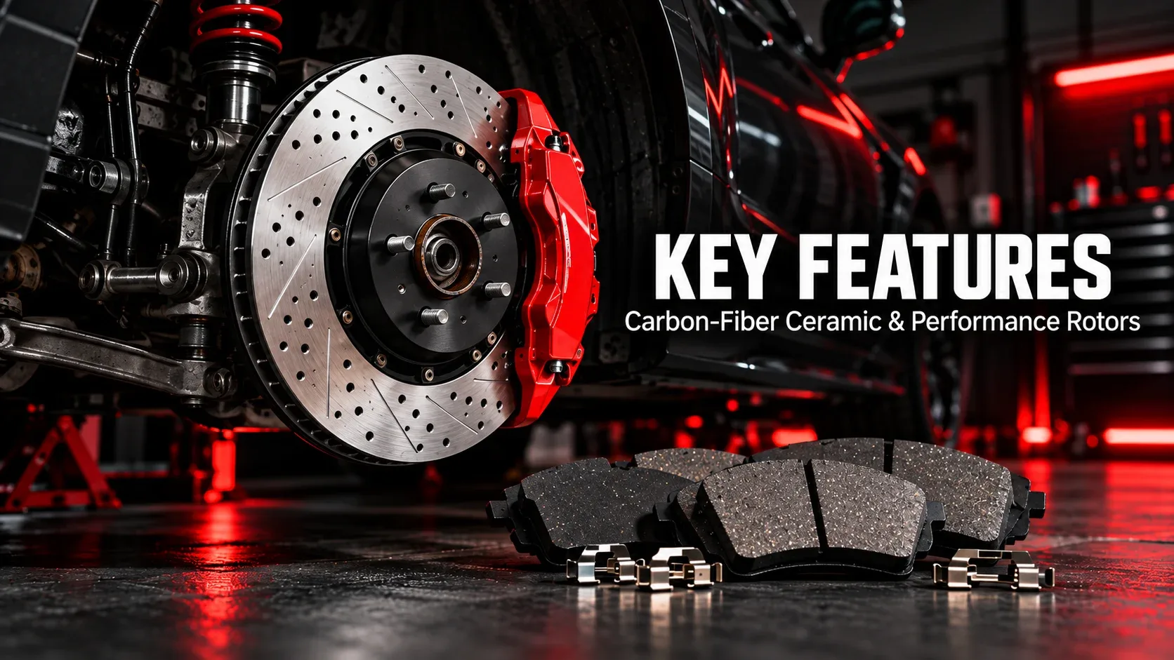 PowerStop Z23 key features carbon fiber ceramic brake pads and drilled slotted performance rotor