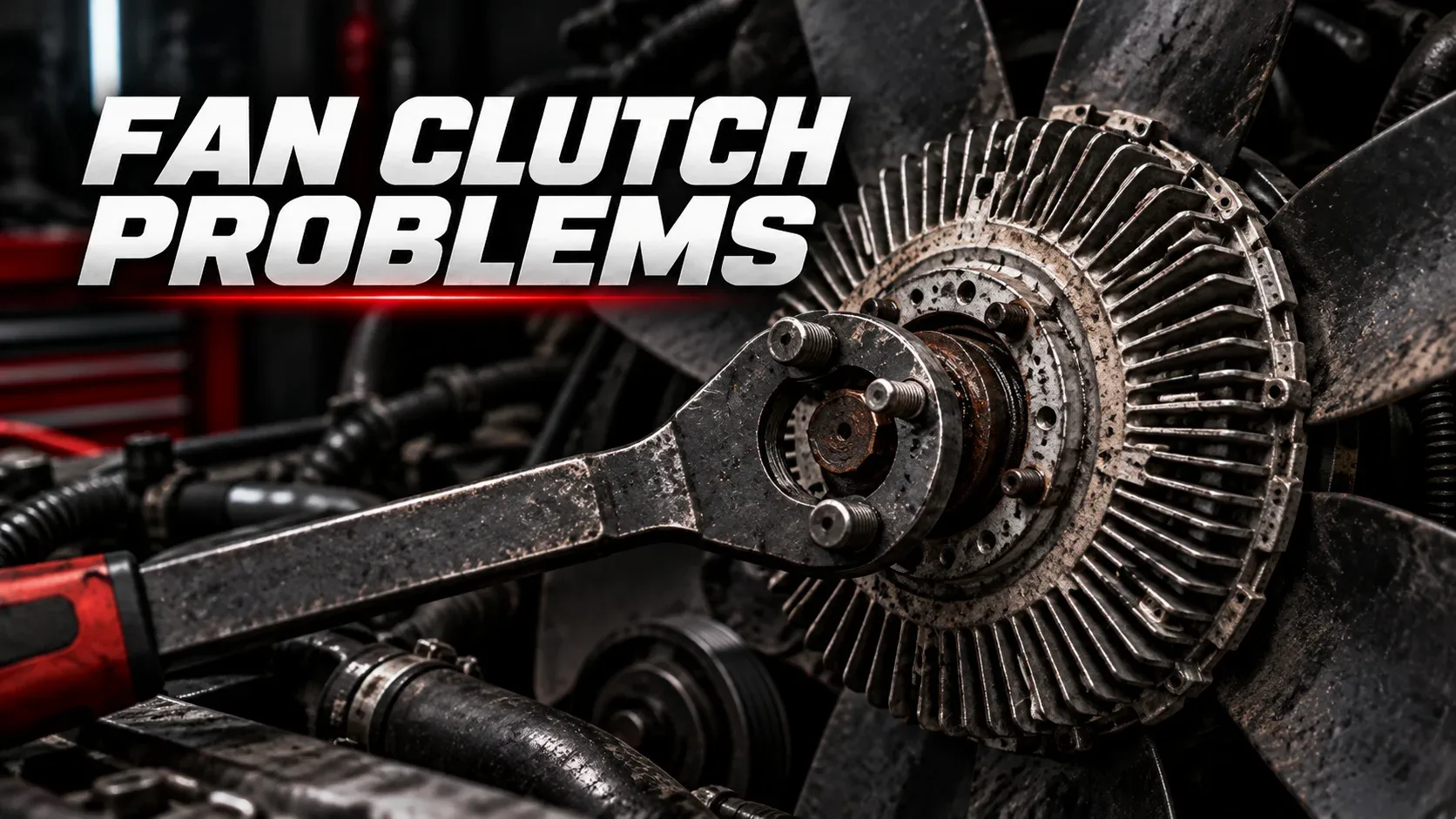 Fan clutch problems showing engine cooling fan clutch and fan clutch removal tool