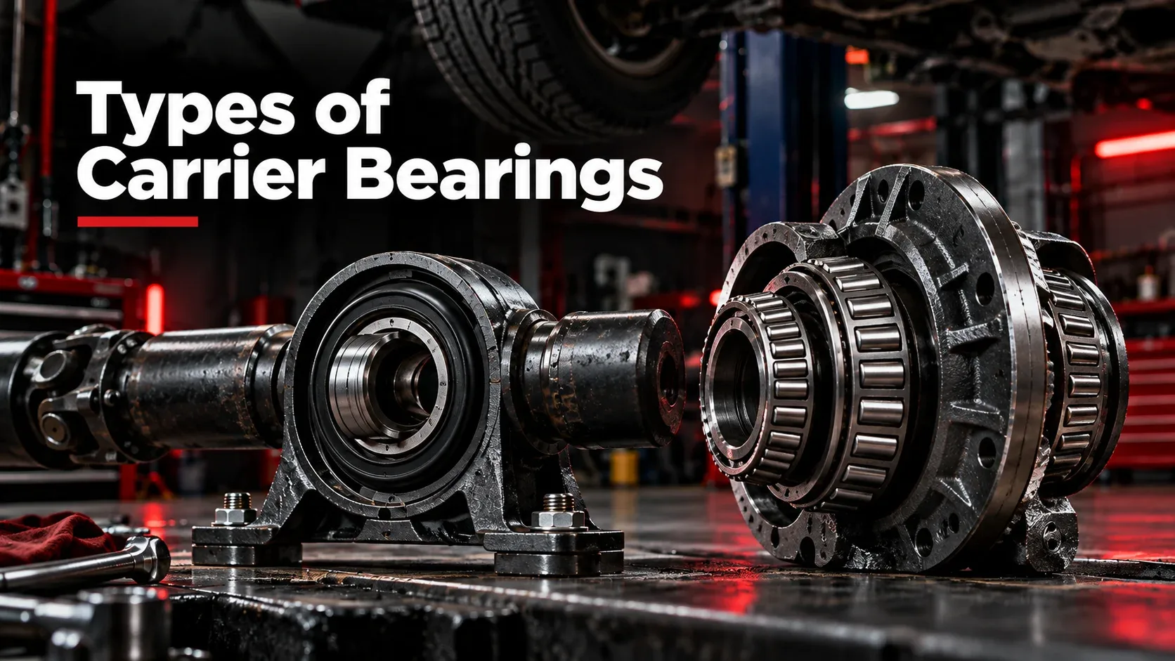 Driveshaft center support and differential carrier bearing types