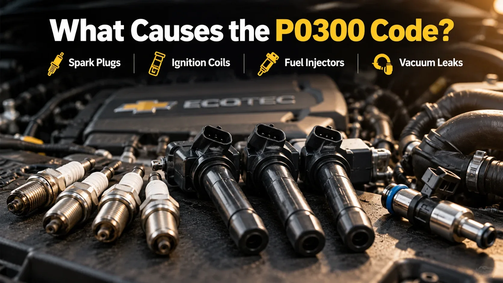 Chevrolet P0300 causes spark plugs ignition coils injectors and vacuum leaks