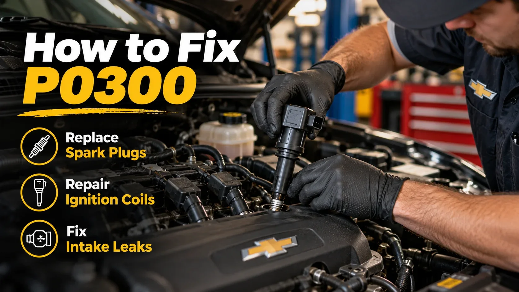 Chevy P0300 repairs spark plugs ignition coils and intake leaks