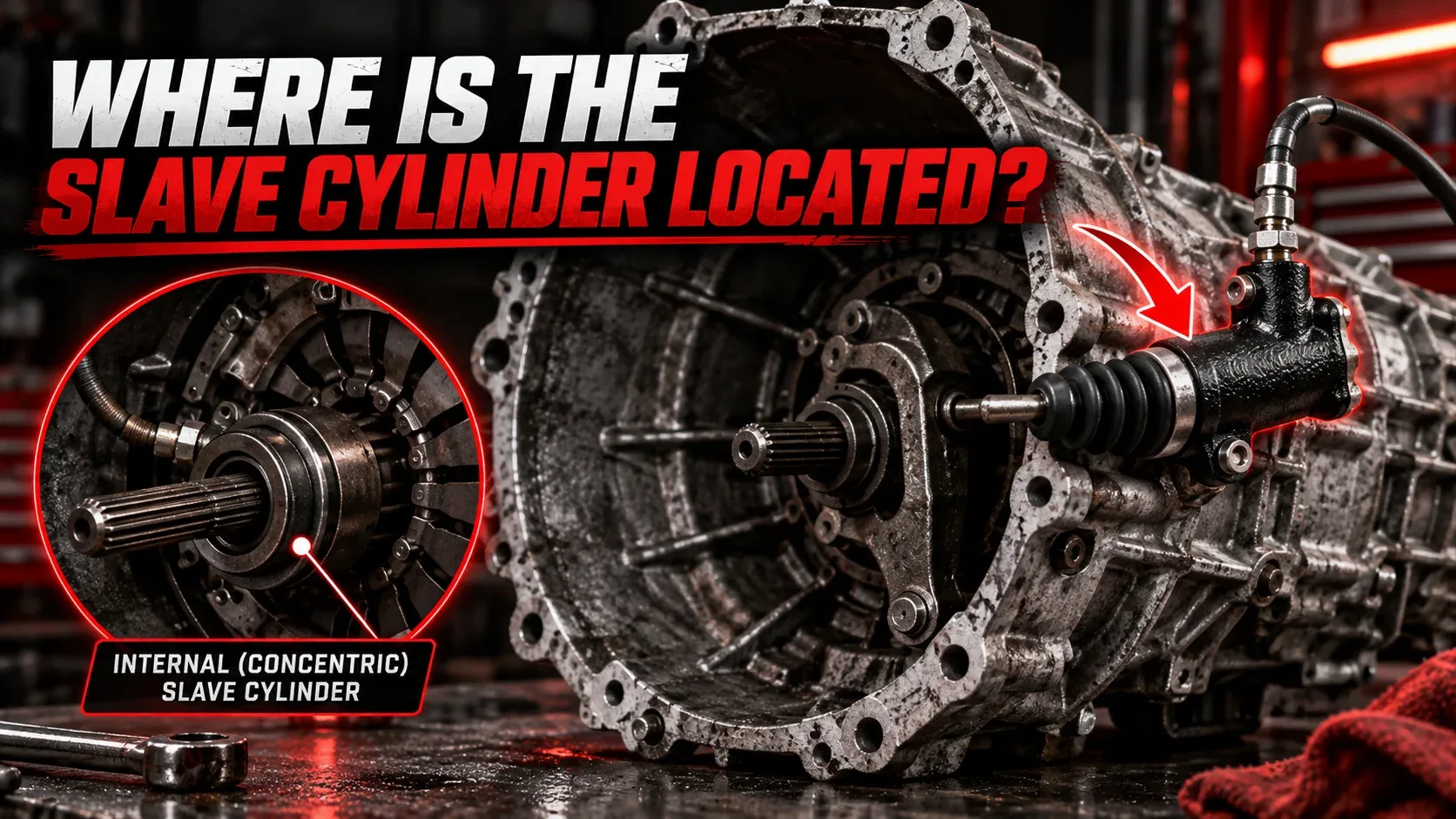 External slave cylinder on the transmission bellhousing