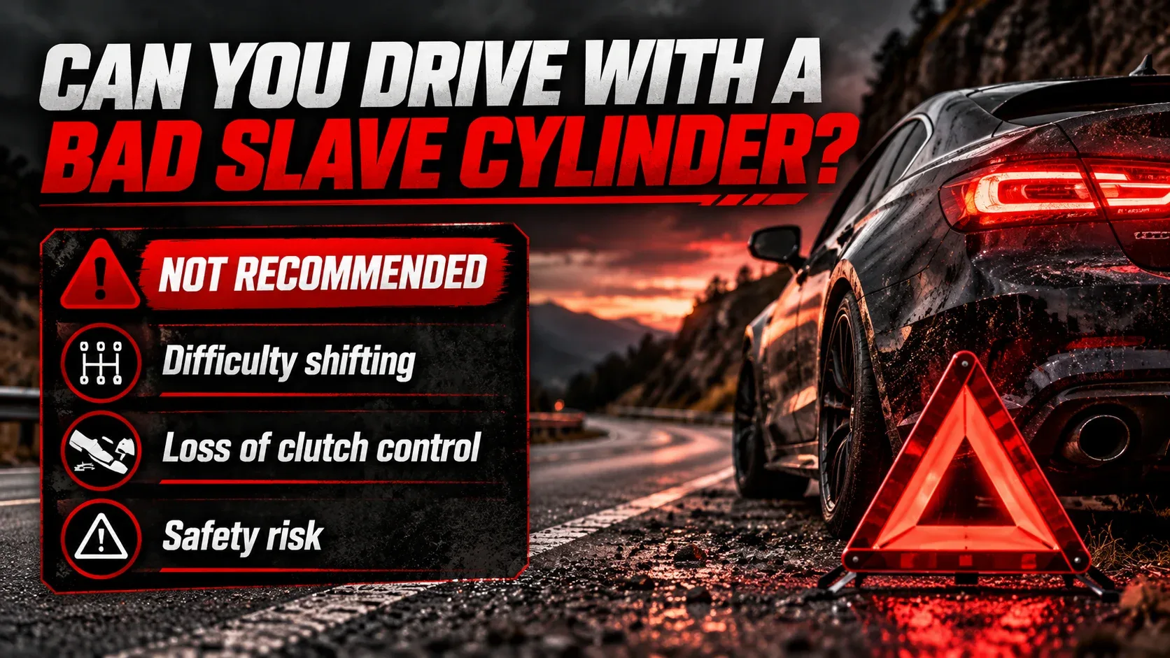Driving safety warning about a faulty clutch slave cylinder