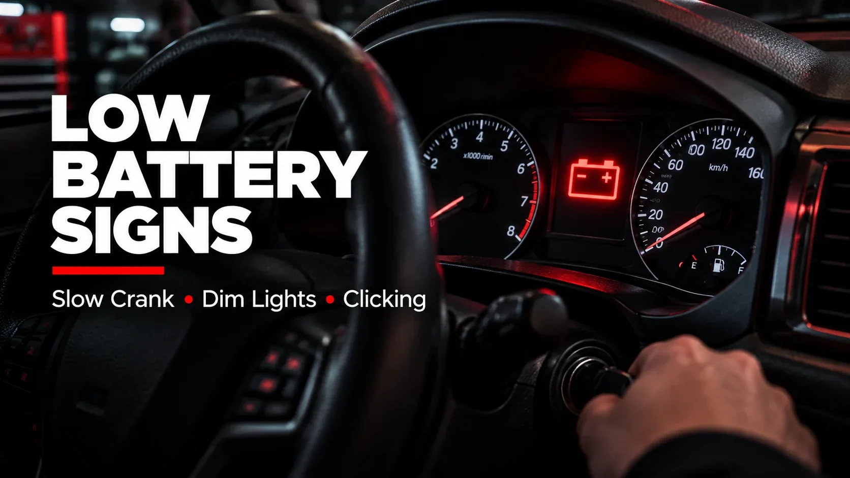 Car dashboard battery warning light illustrating possible charging or electrical problems