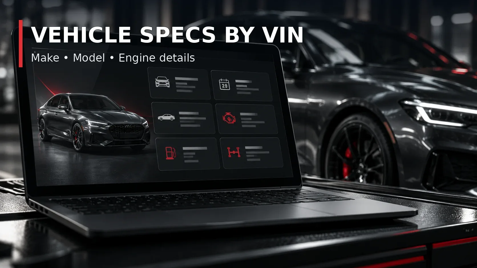 Car specifications lookup by VIN including engine model and body type