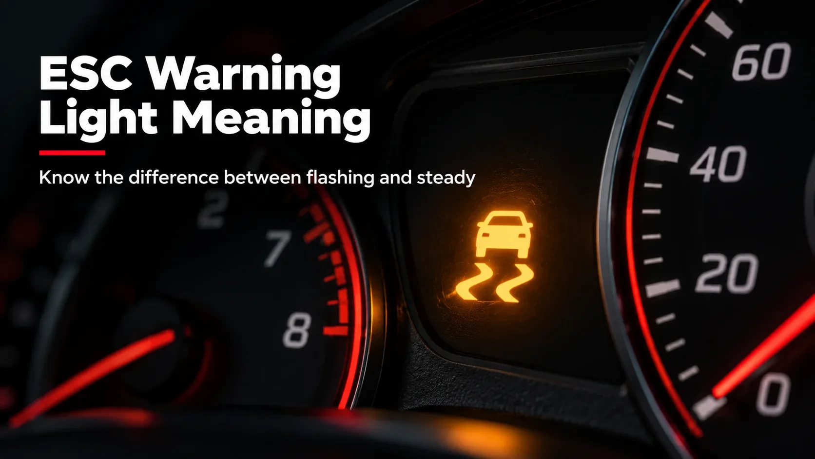 Amber ESC skidding-car warning indicator illuminated on a vehicle dashboard
