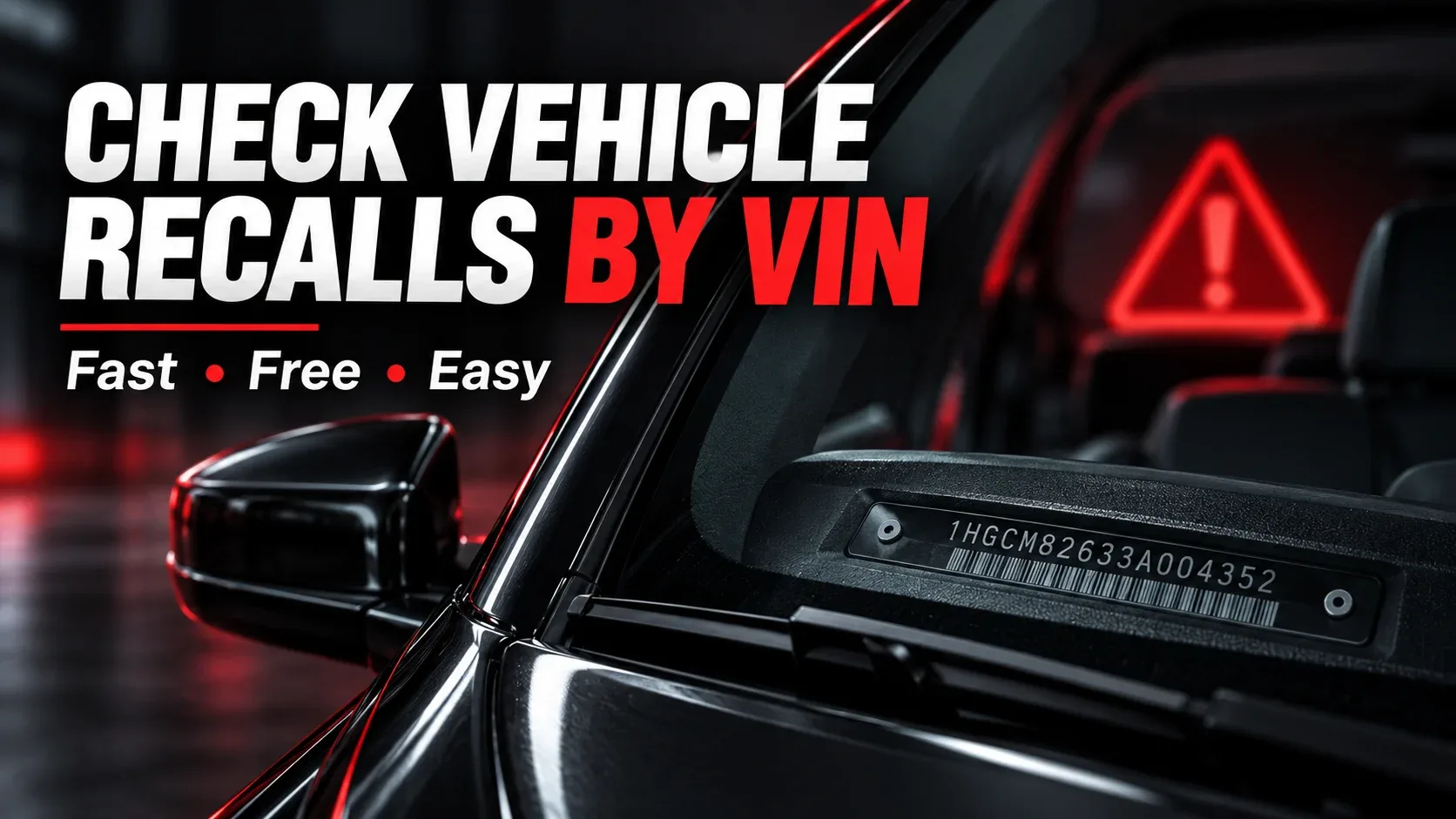 Check vehicle recalls by VIN for free — vehicle windshield and VIN plate