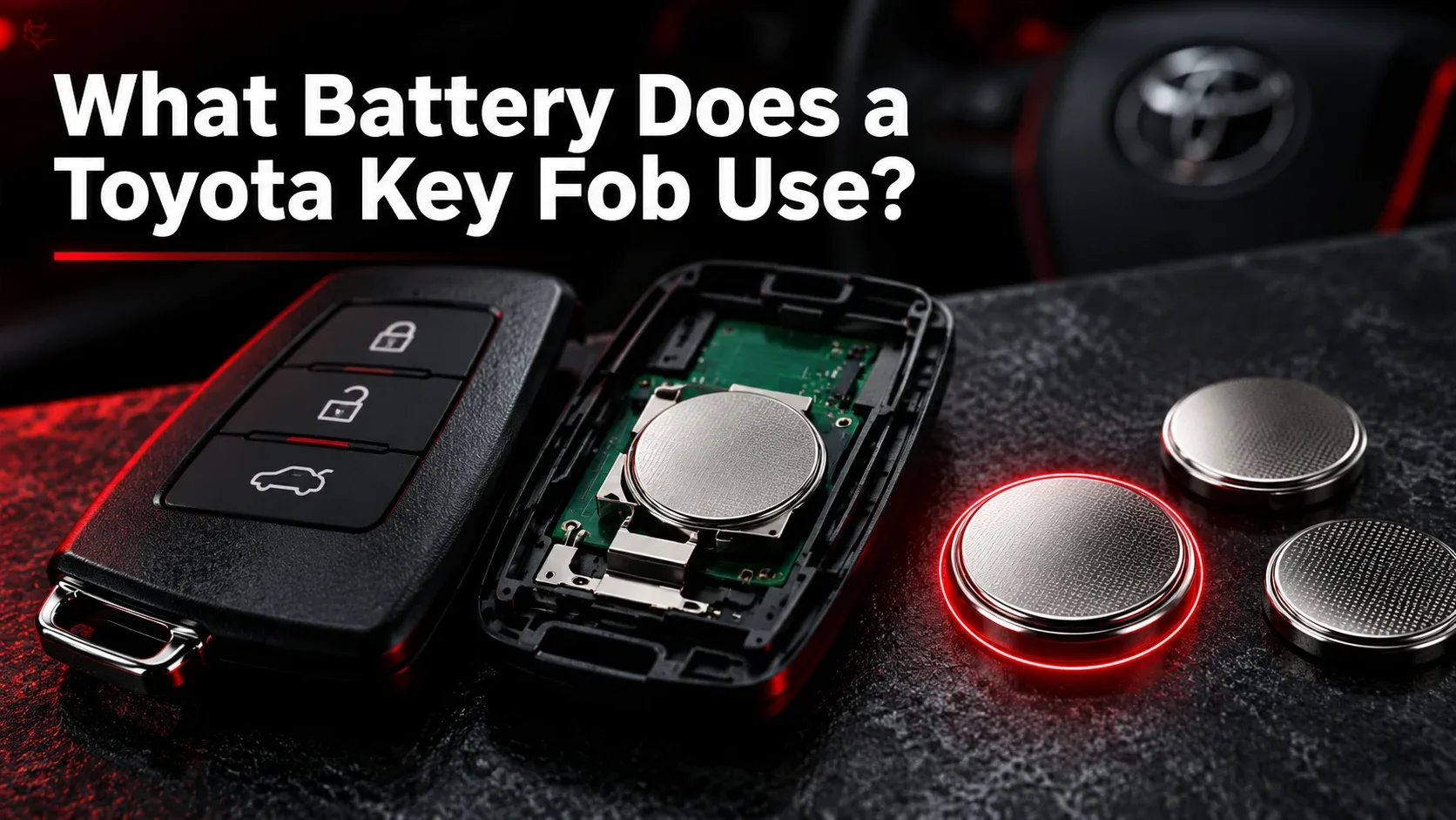 Toyota remote key fob with coin cell battery types